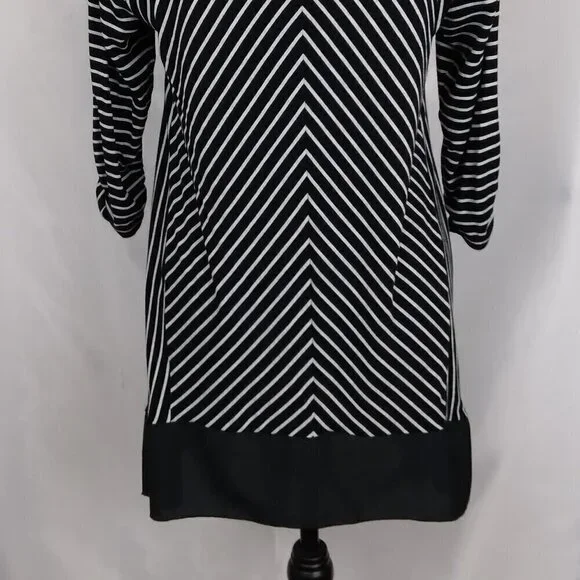 Chico’s | Black White Stripe Stretch Tunic Top | Size M - Picture 5 of 8